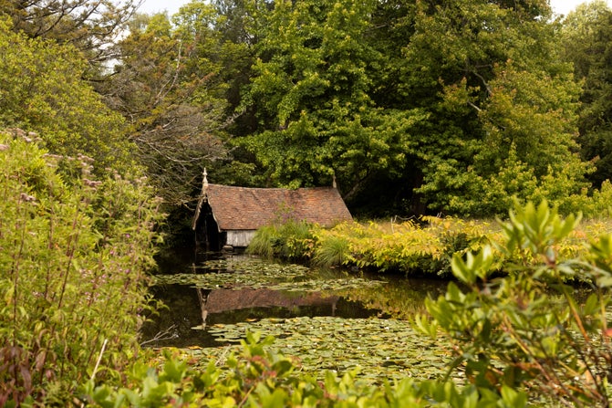 View of the gabled Boathouse at Scotney Castle, Kent